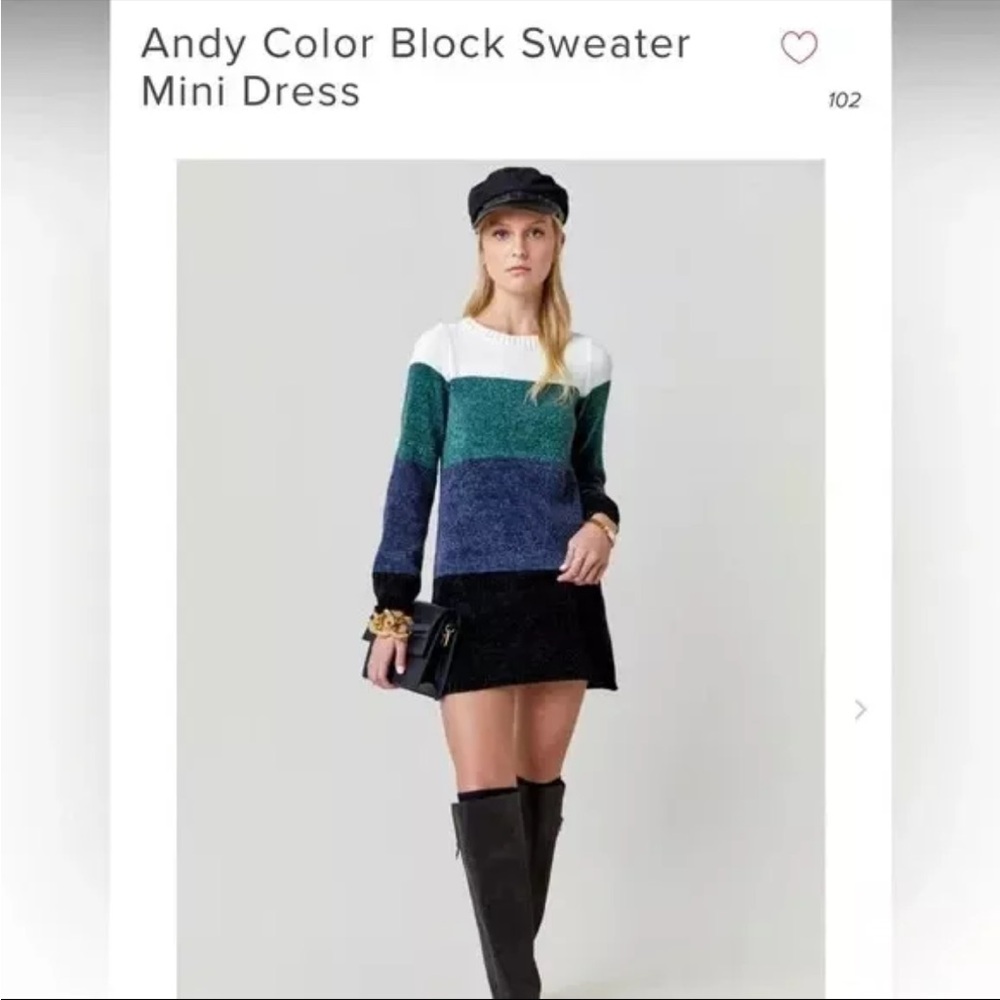 NWT Blue Rain from Francesca's Andy colorblock sweater dress size small